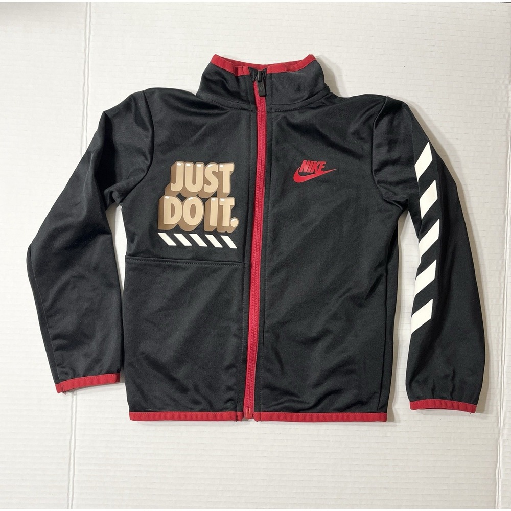 Nike Track Jacket Boys 3T Black Red Graphic Toddler Back To School Sports